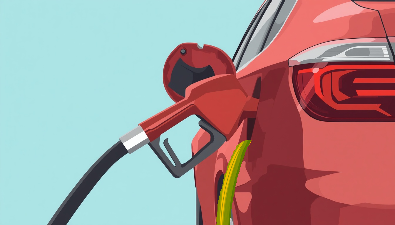 Car with overflowing gas tank